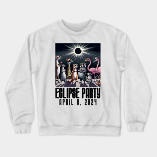 Eclipse 2024 Watch Party Funny Animals - Solar Event, Solar Eclipse April 8 2024, Totality Crewneck Sweatshirt